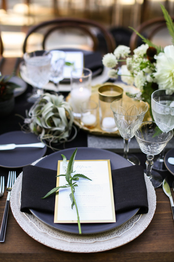 Modern California wedding place setting