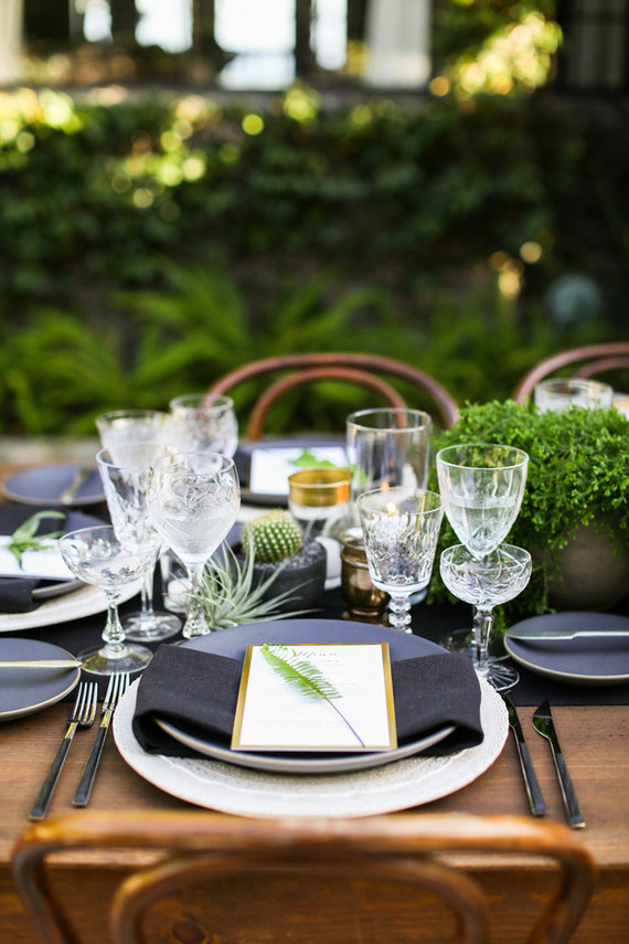 Modern California wedding place setting