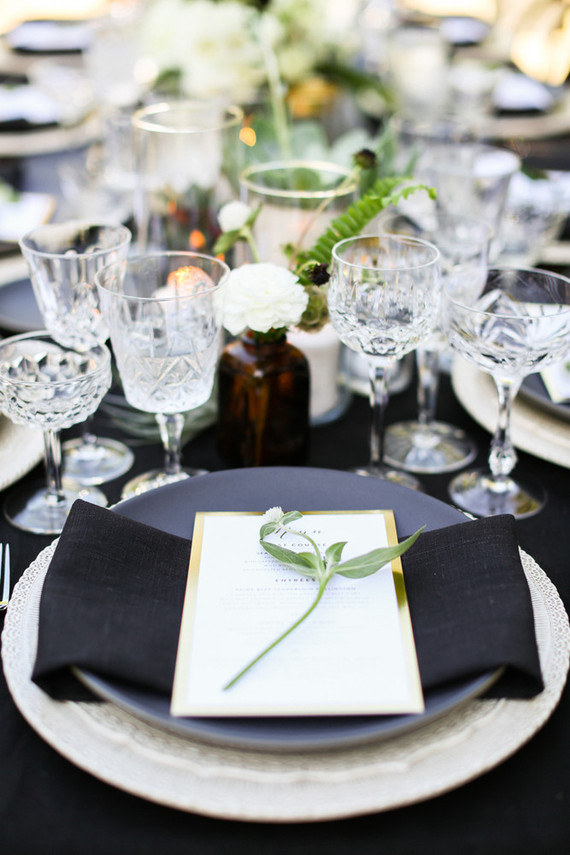 Modern California wedding place setting