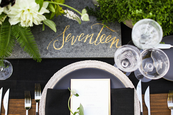 Modern California wedding place setting