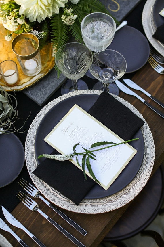 Modern California wedding place setting