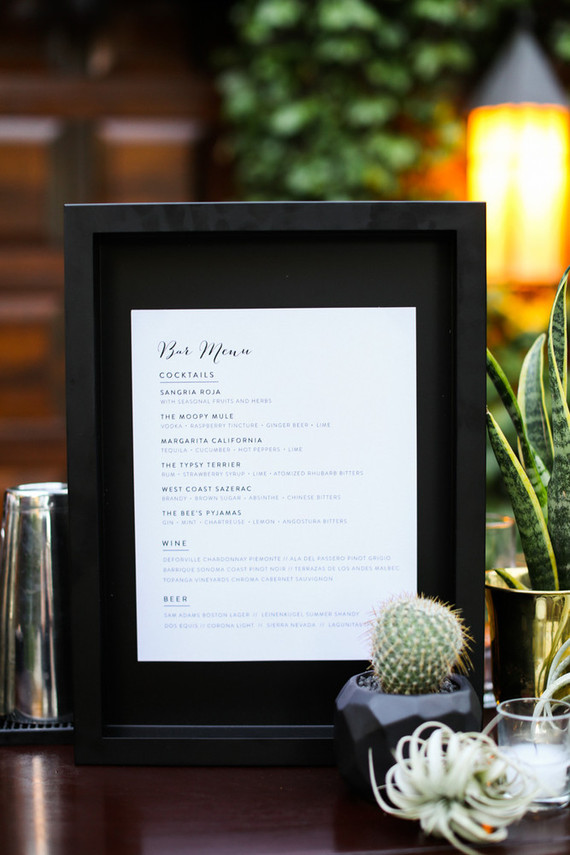 Bar menu signage