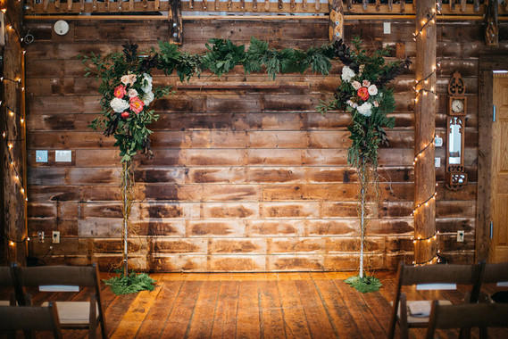 Vintage barn wedding altar