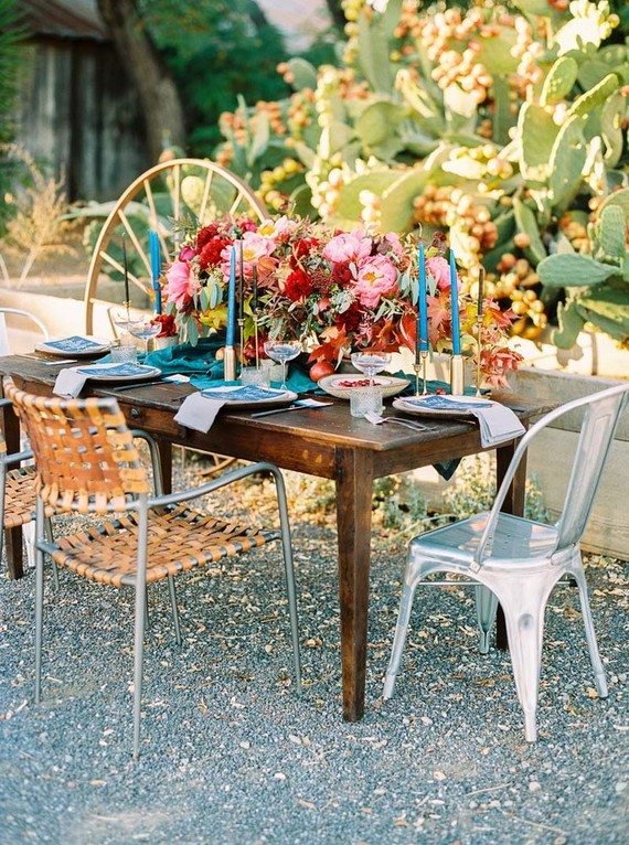 Fall jewel toned wedding tablescape