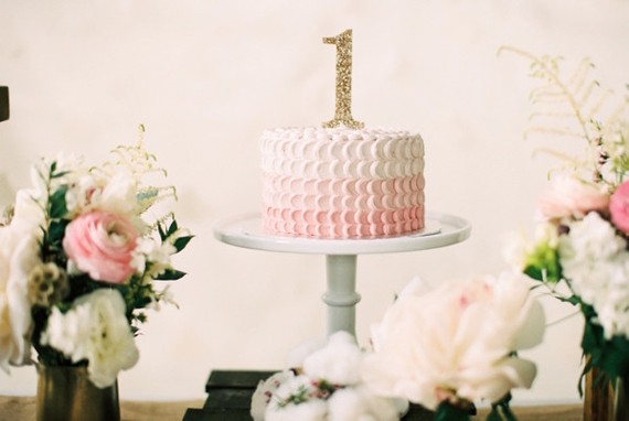 feminine pink first birthday cake