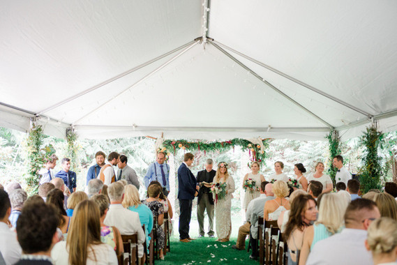 Bohemian backyard wedding ceremony