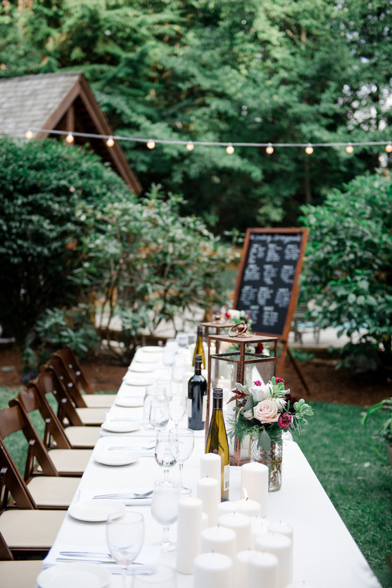 Bohemian backyard wedding reception