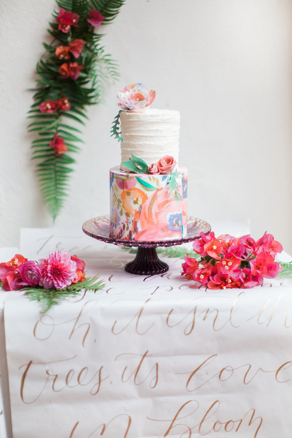 Colorful spring wedding cake