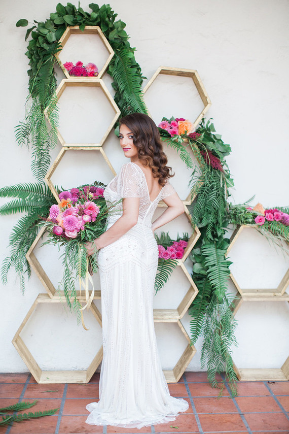 Colorful spring bridal portrait