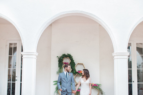 Colorful spring wedding portrait