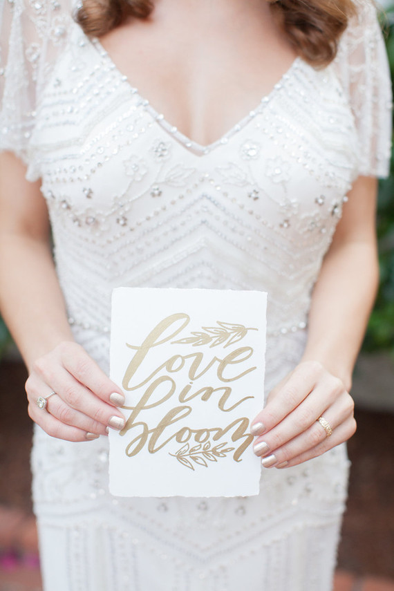 Gold calligraphy signage