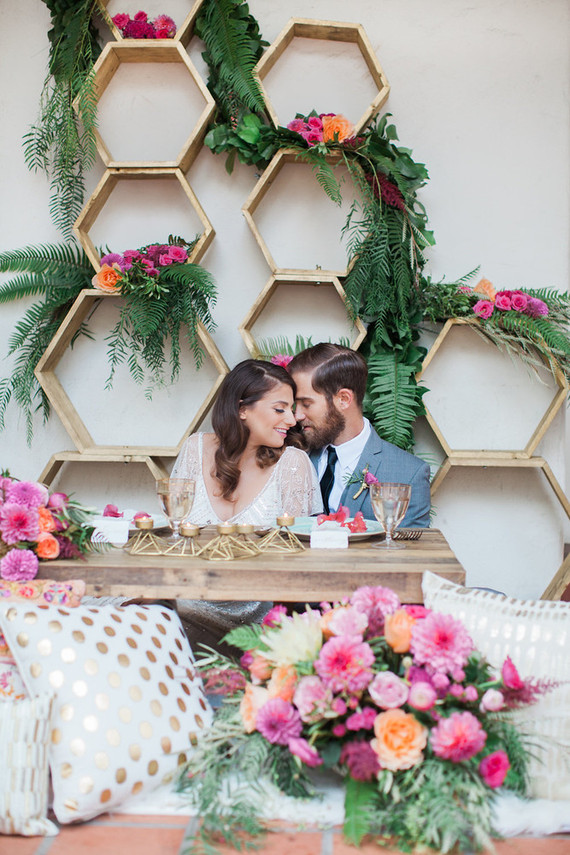 Colorful spring wedding portrait