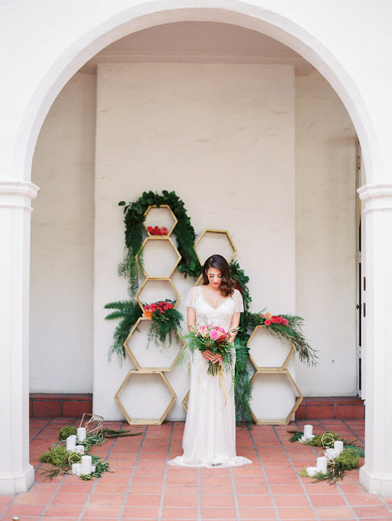 Colorful spring bridal portrait