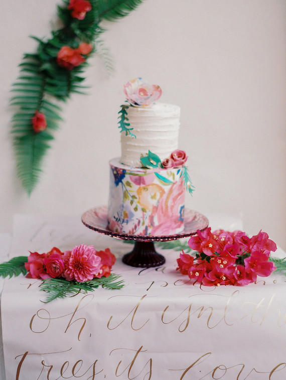 Colorful spring wedding cake