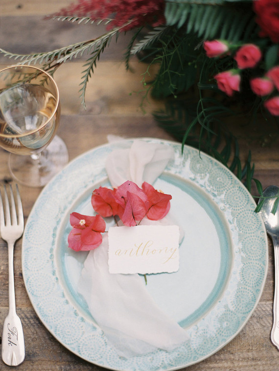 Spring wedding place setting