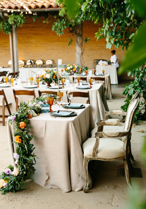 Spanish style wedding sweetheart table Inspiration