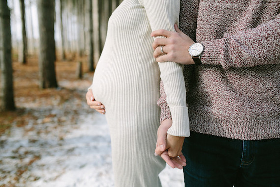 winter forest maternity photos