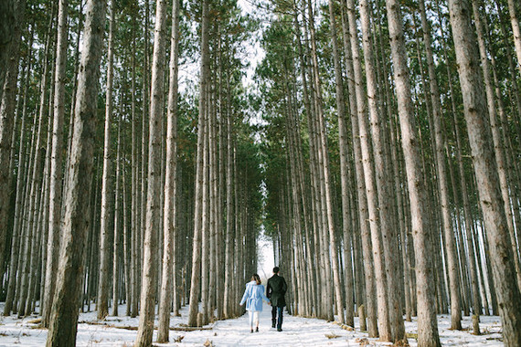 winter forest maternity photos