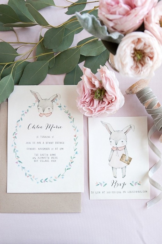 Bunny birthday invitations