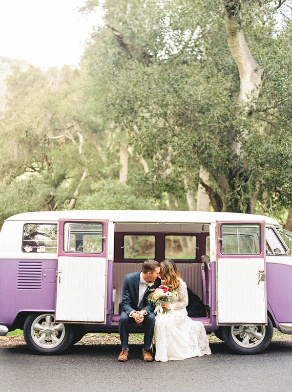 Volkswagen wedding portrait