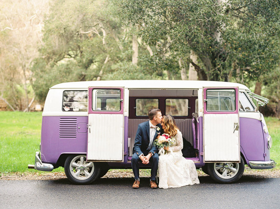 Volkswagen wedding portrait