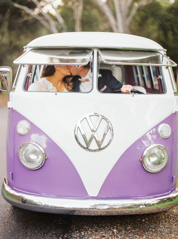 Volkswagen wedding portrait