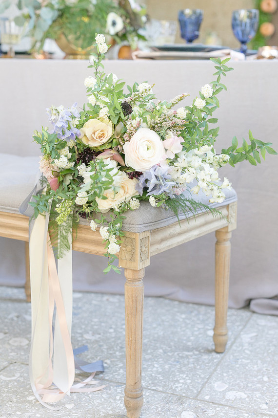 Soft blue spring bridal bouquet