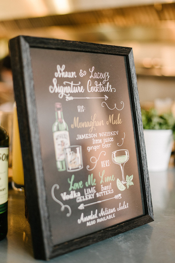 Wedding bar menu