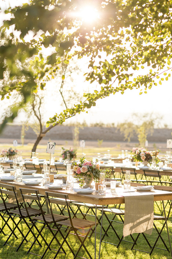 Backyard California desert wedding reception