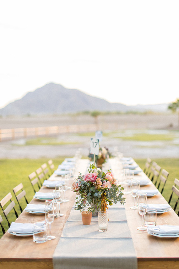 Backyard California desert wedding reception