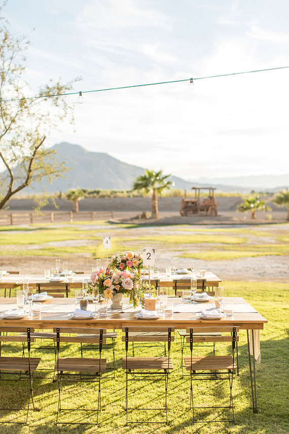 Backyard California desert wedding tablescape