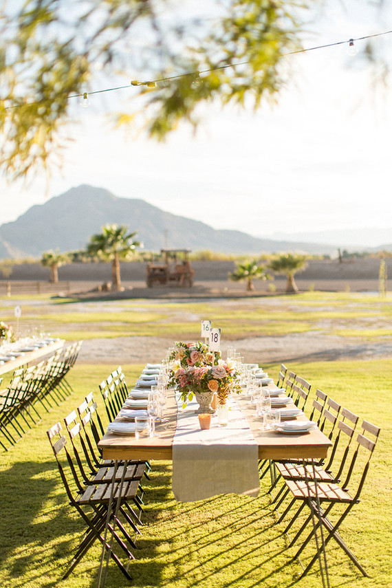 Backyard California desert wedding tablescape