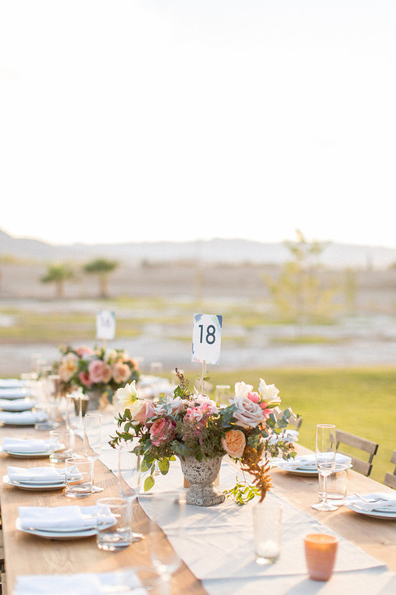 Backyard California desert wedding tablescape