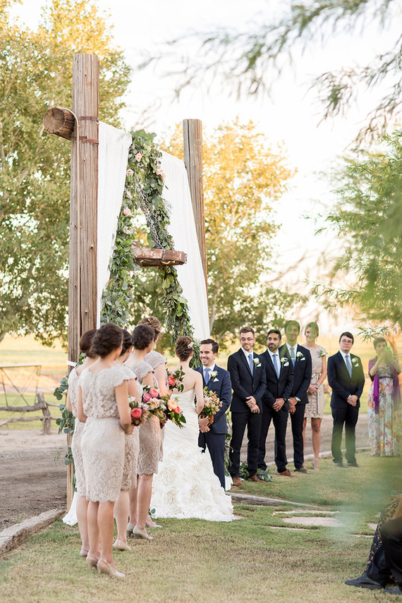 Backyard California desert wedding ceremony