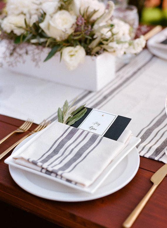 Casual modern wedding place setting