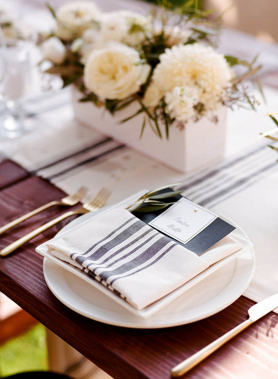 Casual modern wedding place setting