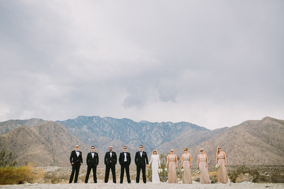 Desert wedding party portrait