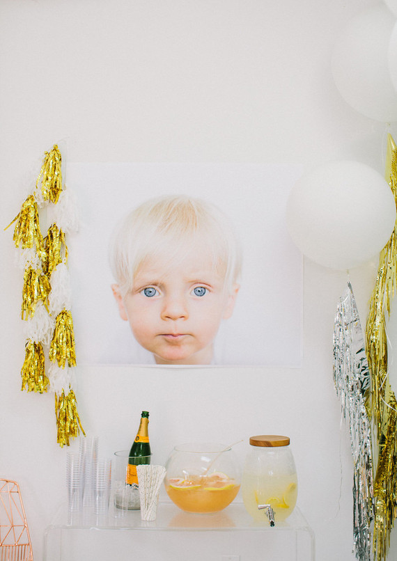 Modern gold and white 1st birthday