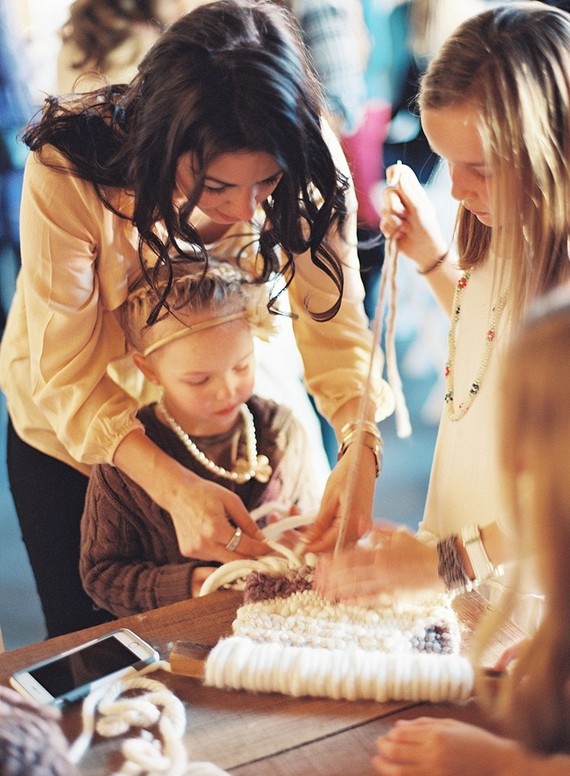 Weaving DIY at a baby shower