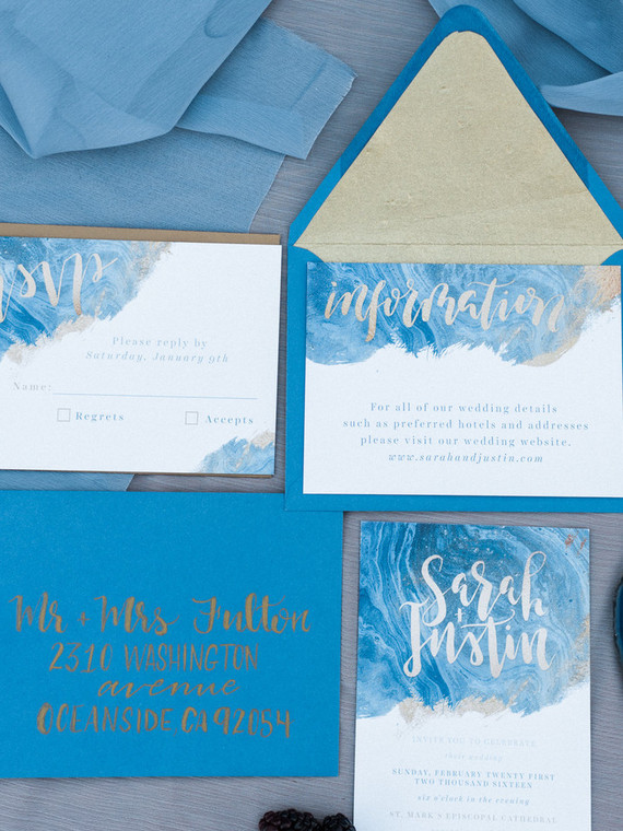 Winter blue wedding invitation