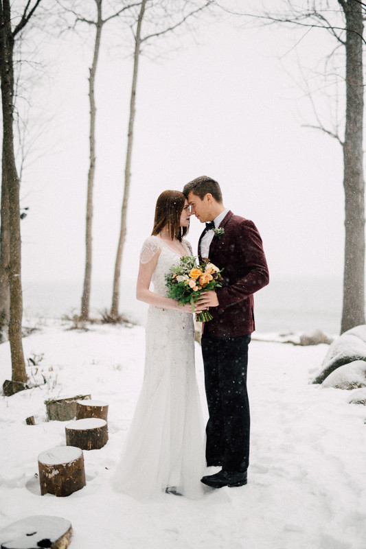 Snowy wedding portraits