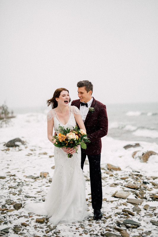 Snowy wedding portraits