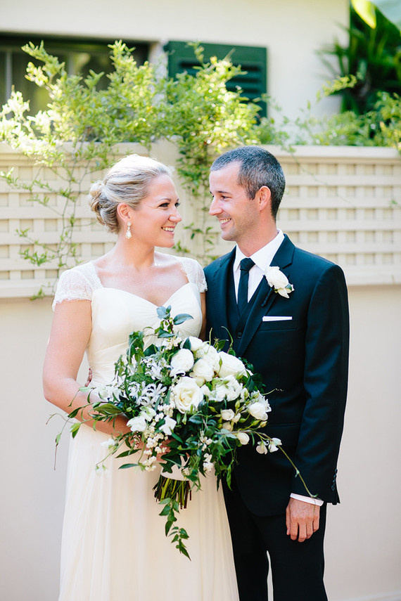 Green and white bridal bouquet