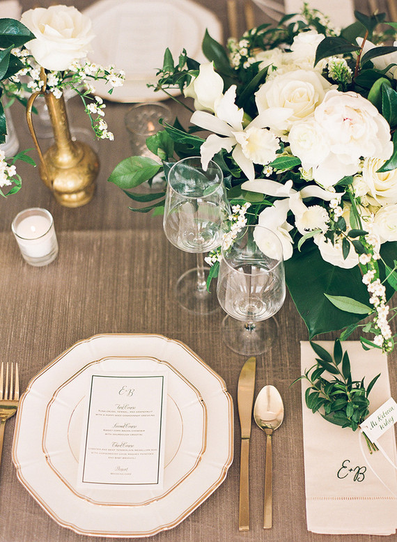 Gold and white wedding decor