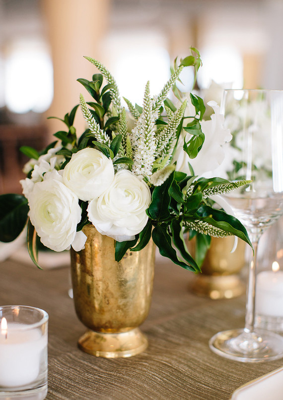 Gold and white wedding decor
