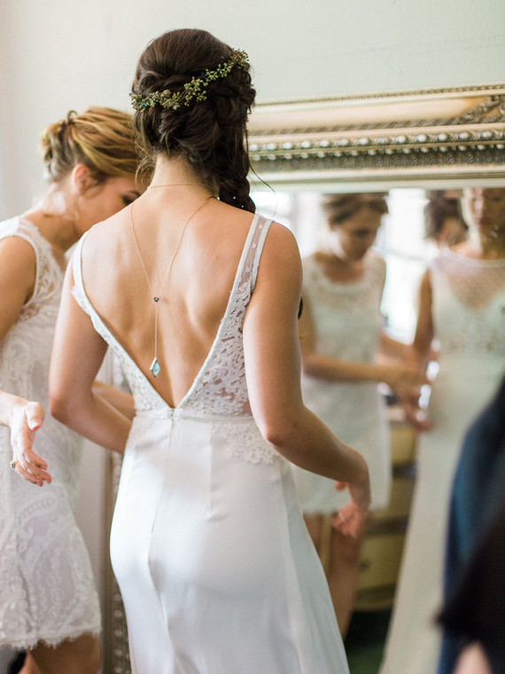 Lace and silk wedding dress
