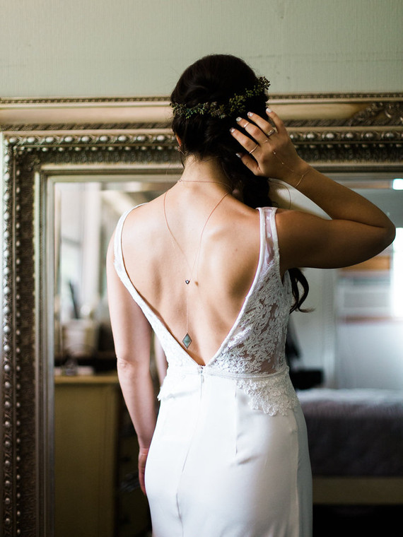 Lace and silk wedding dress