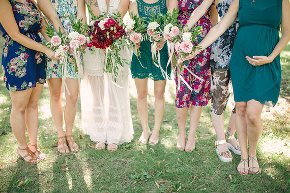 Mixed matched bridesmaid dresses