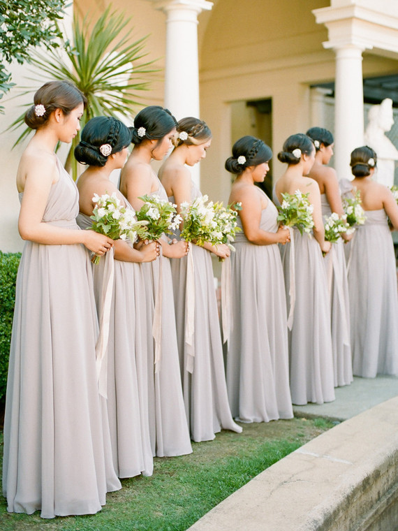 Pale grey bridesmaid dresses Inspiration