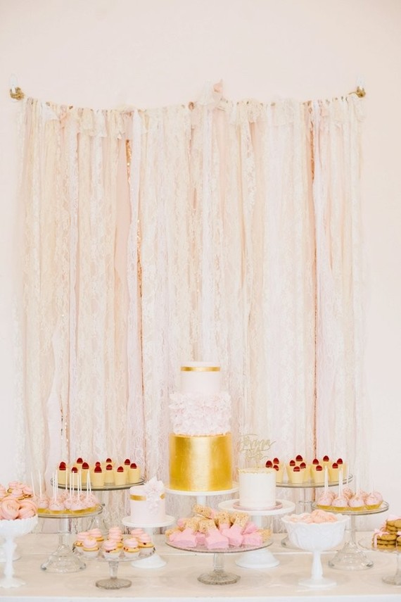 pink and gold dessert table